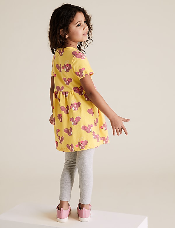 Pure Cotton Squirrel Print Dress (2-7 Yrs)