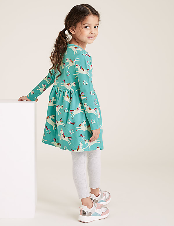 Pure Cotton Unicorn Star Print Dress (2-7 Yrs)