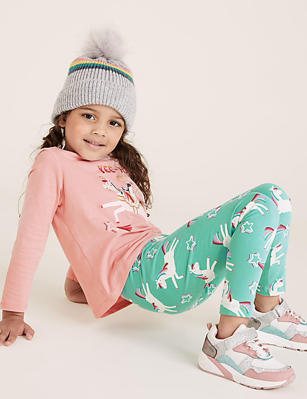 Cotton Unicorn Star Print Leggings (2-7 Yrs)