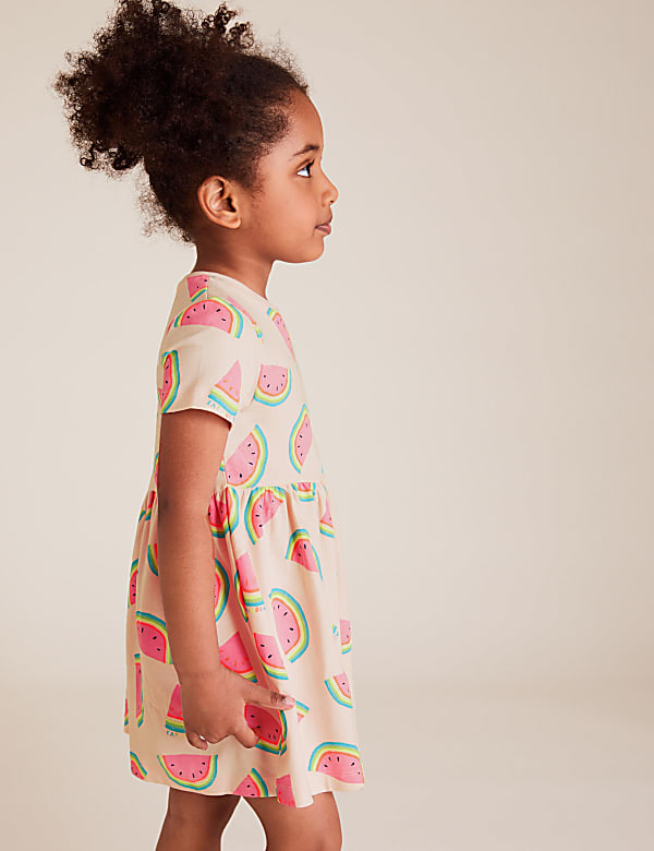 Pure Cotton Melon Print Dress (2-7 Yrs)