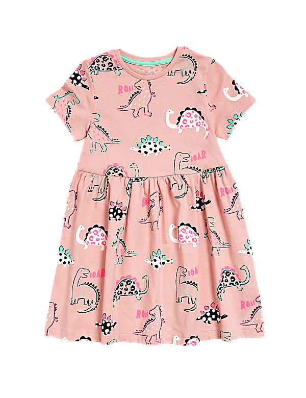 Pure Cotton Dinosaur Print Dress (2-7 Yrs)