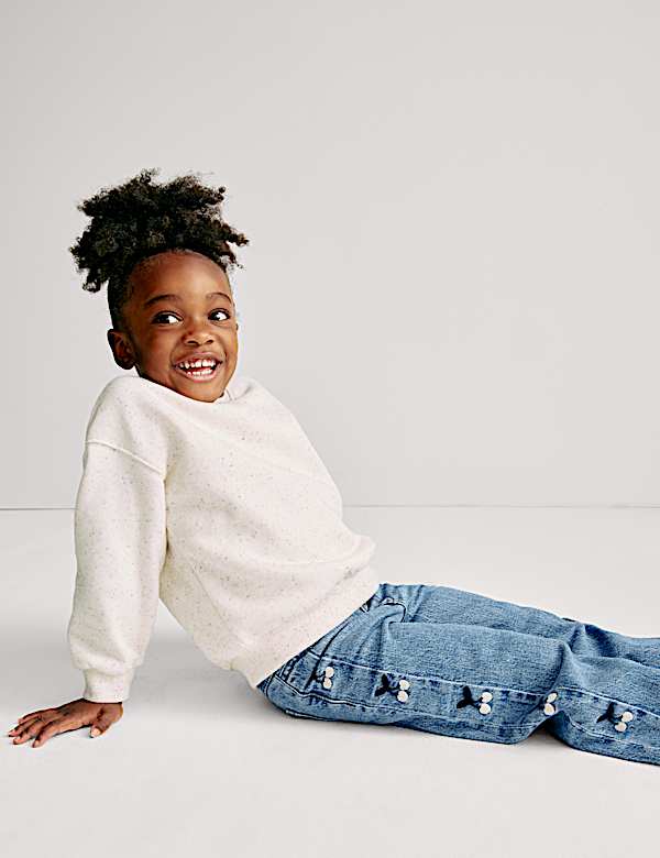 Denim Embroidered Wide Leg Jeans (2-16 Yrs) - AT