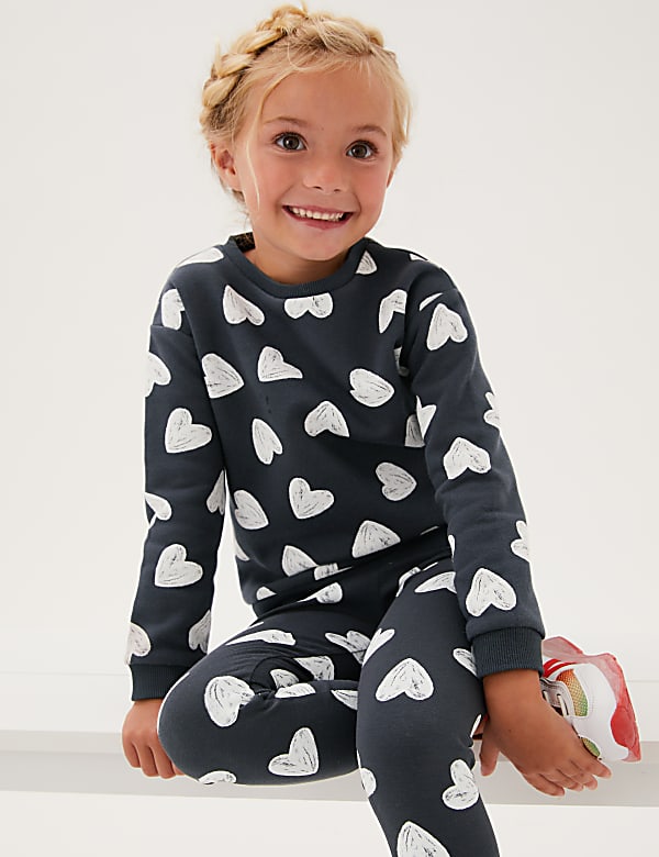 Cotton Rich Heart Print Sweatshirt (2-7 Yrs)