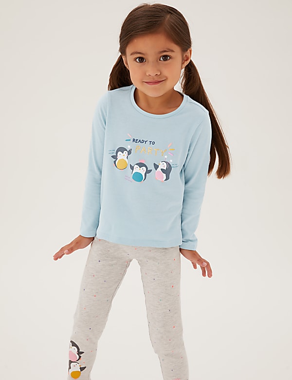 Pure Cotton Penguin Print Top (2-7 Yrs)