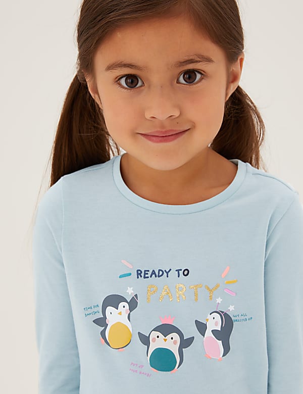 Pure Cotton Penguin Print Top (2-7 Yrs)