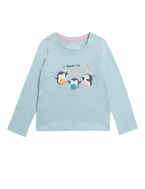 Pure Cotton Penguin Print Top (2-7 Yrs)