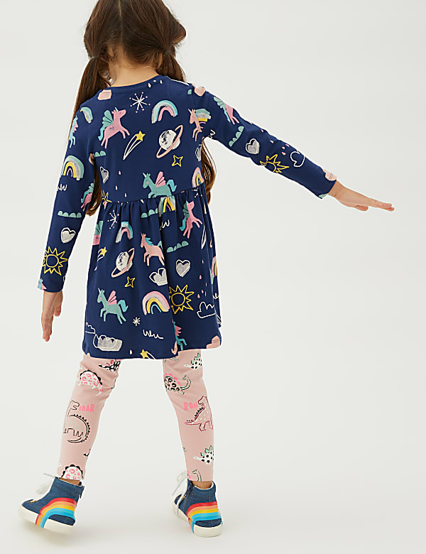 Pure Cotton Unicorn Print Dress (2-7 Yrs)