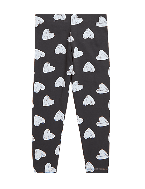 Cotton Rich Heart Print Leggings (2-7 Yrs)