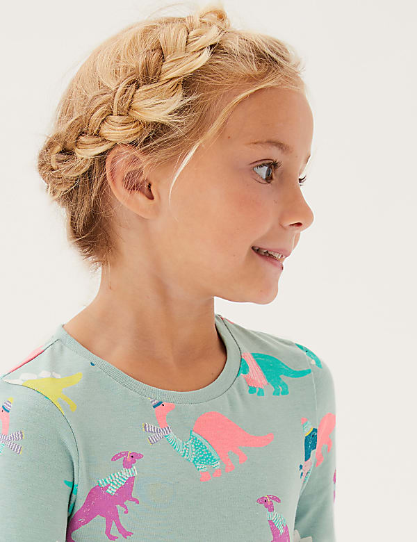 Pure Cotton Dinosaur Print Dress (2-7 Yrs)