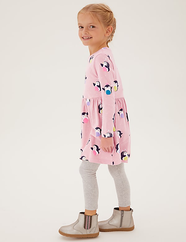 Pure Cotton Penguin Print Dress (2-7 Yrs)