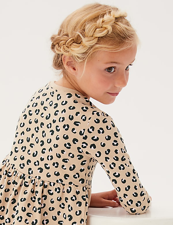 Pure Cotton Leopard Print Dress (2-7 Yrs)