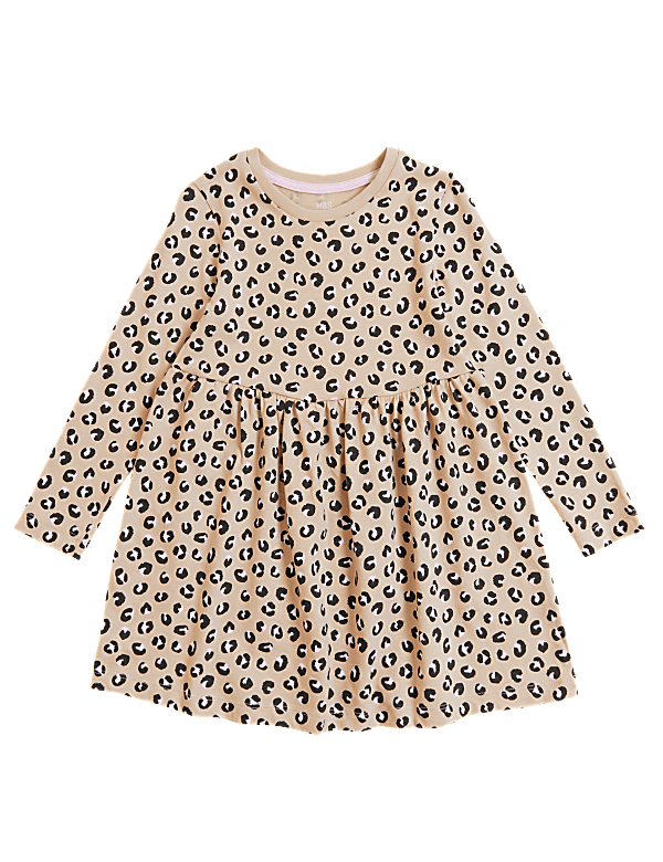 Pure Cotton Leopard Print Dress (2-7 Yrs)
