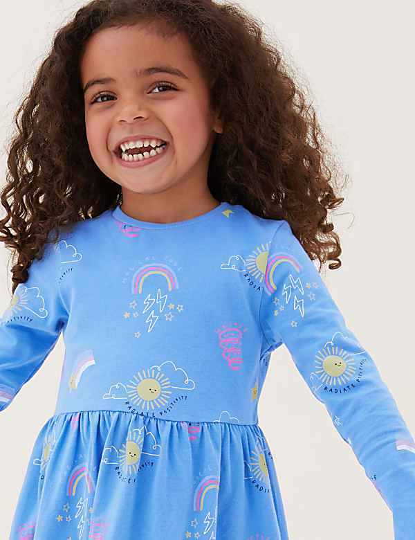Pure Cotton Weather Print Dress (2-7 Yrs)