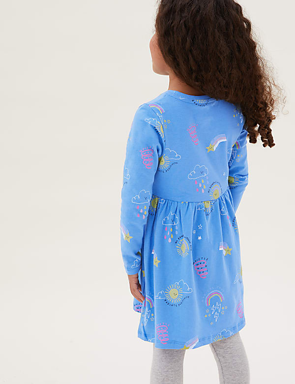 Pure Cotton Weather Print Dress (2-7 Yrs)