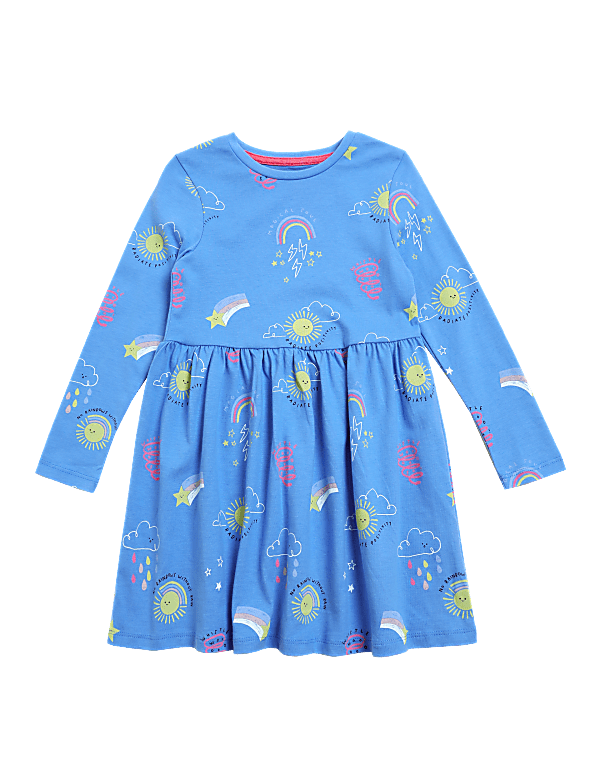 Pure Cotton Weather Print Dress (2-7 Yrs)