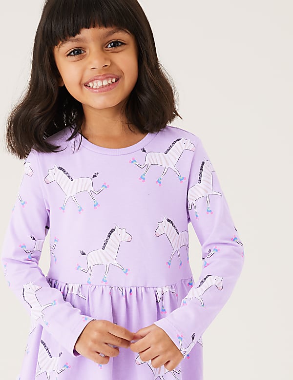 Pure Cotton Zebra Print Dress (2-7 Yrs)