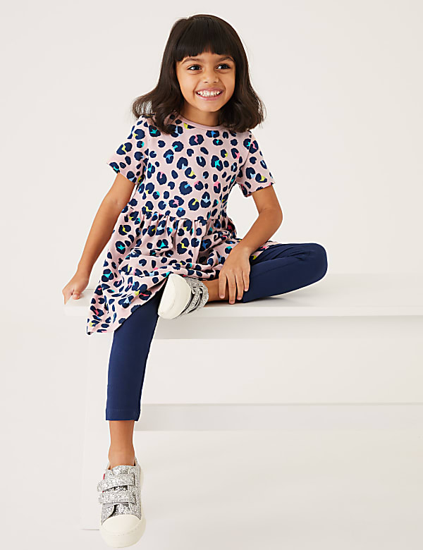 Pure Cotton Leopard Print Dress (2-7 Yrs)