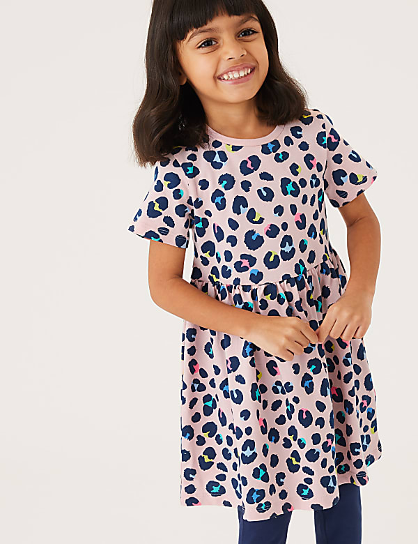 Pure Cotton Leopard Print Dress (2-7 Yrs)