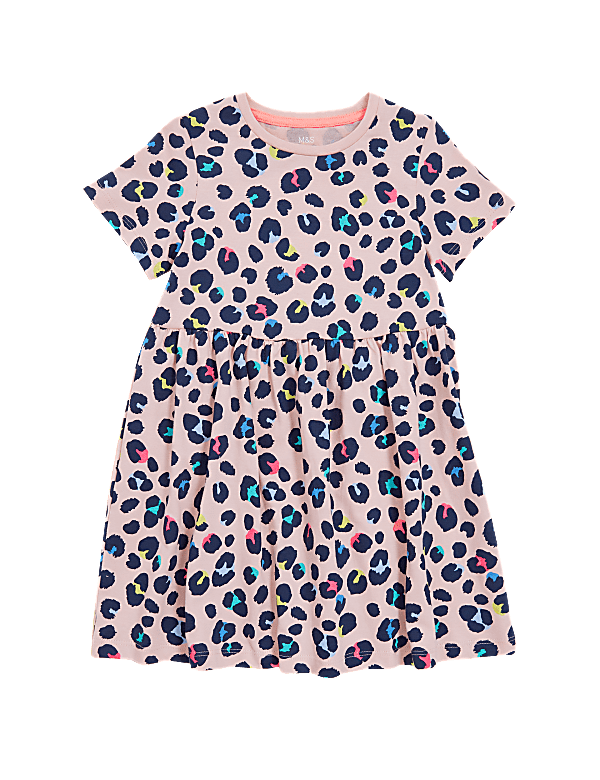 Pure Cotton Leopard Print Dress (2-7 Yrs)