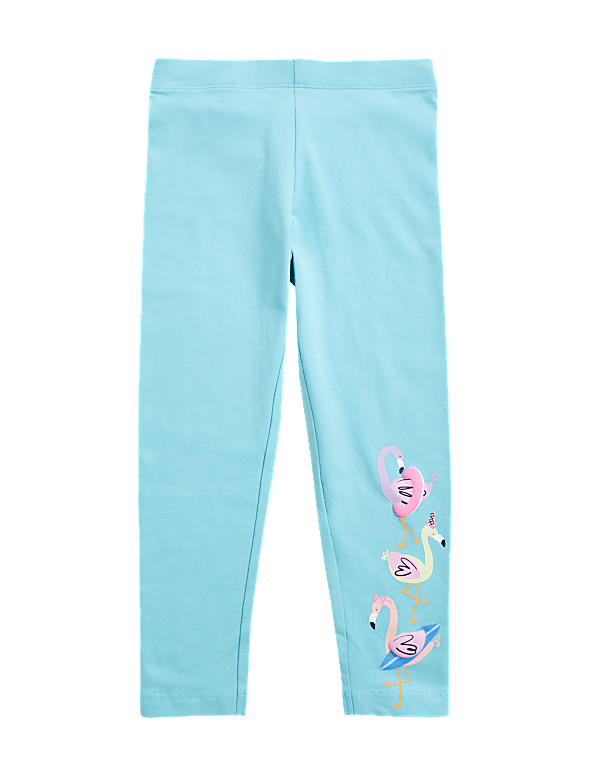 Cotton Rich Flamingo Print Leggings (2-7 Yrs)