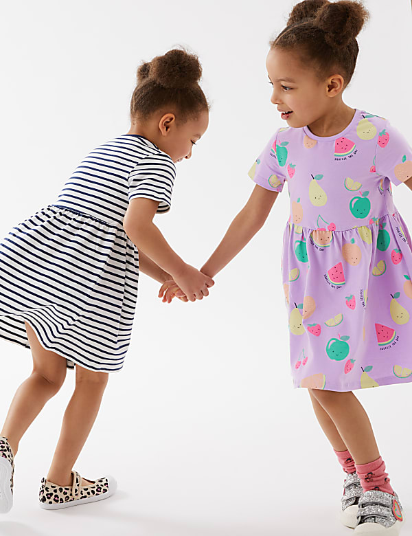 Pure Cotton Fruit Print Dress (2 - 7 Yrs)