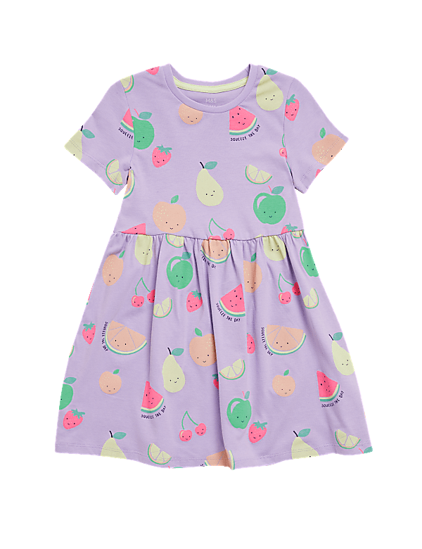 Pure Cotton Fruit Print Dress (2 - 7 Yrs)