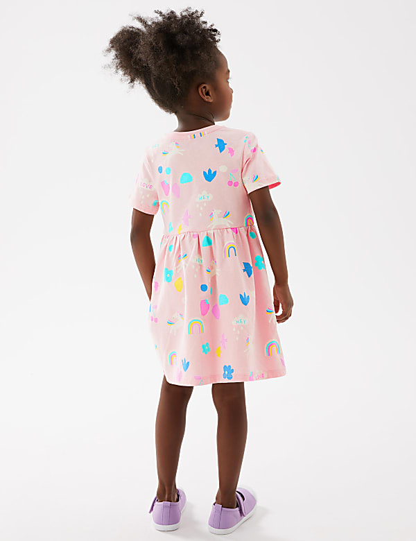 Pure Cotton Unicorn Print Dress (2-7 Yrs)