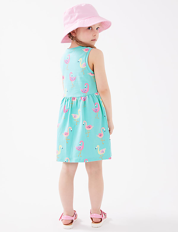 Pure Cotton Flamingo Print Dress (2 - 7 Yrs)