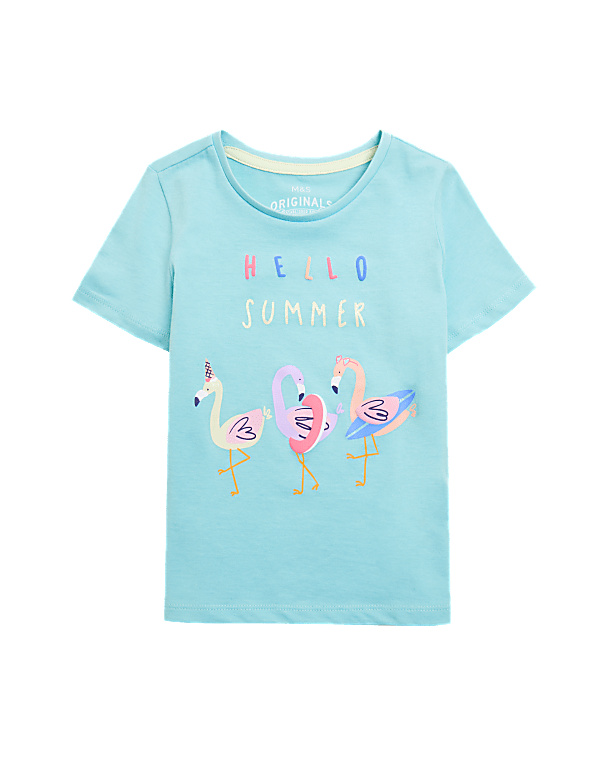 Pure Cotton Flamingo Print T-Shirt (2-7 Yrs)