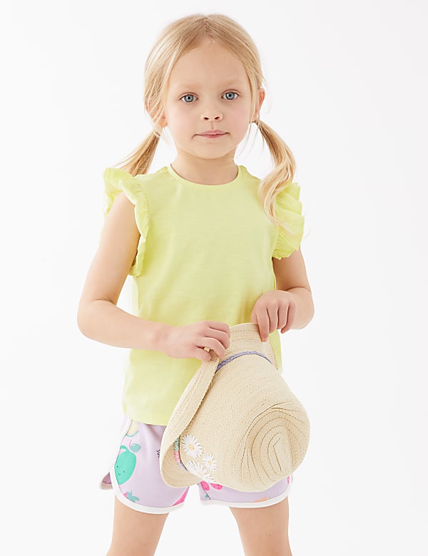 Pure Cotton Frill Detail T-Shirt (2-7 Yrs)