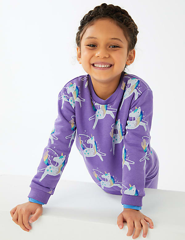 Cotton Rich Unicorn Print Sweatshirt