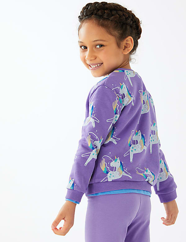 Cotton Rich Unicorn Print Sweatshirt