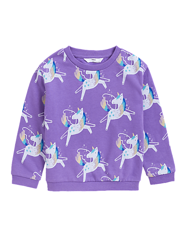 Cotton Rich Unicorn Print Sweatshirt