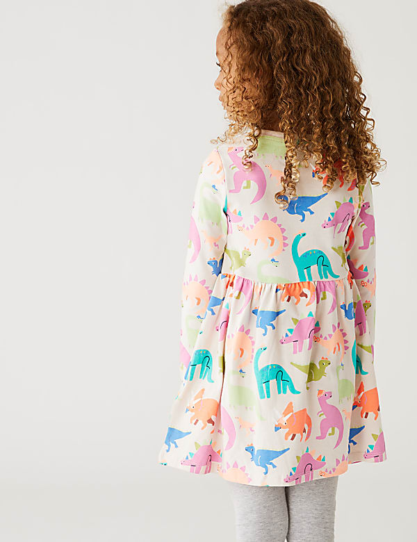 Pure Cotton Dinosaur Print Dress (2-7 Yrs)