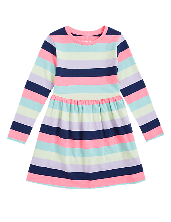 Cotton Rich Striped Dress (2-7 Yrs)