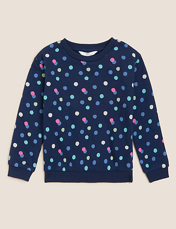 Cotton Rich Spot Print Sweatshirt