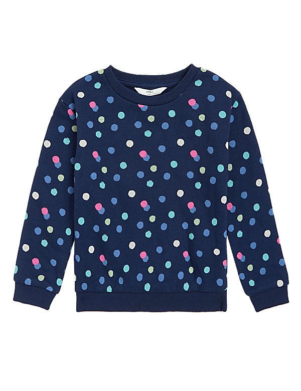 Cotton Rich Spot Print Sweatshirt