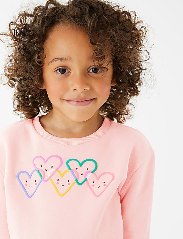Cotton Rich Heart Print Sweatshirt (2-7 Yrs)