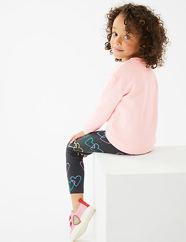 Cotton Rich Heart Print Sweatshirt (2-7 Yrs)
