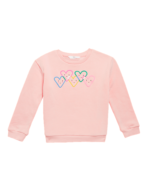 Cotton Rich Heart Print Sweatshirt (2-7 Yrs)