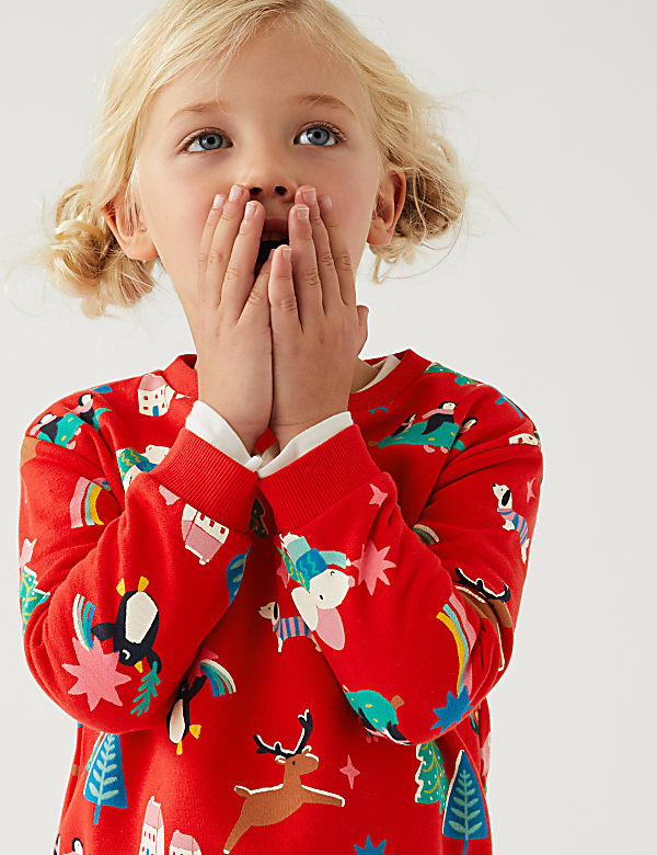 Cotton Rich Christmas Print Sweatshirt