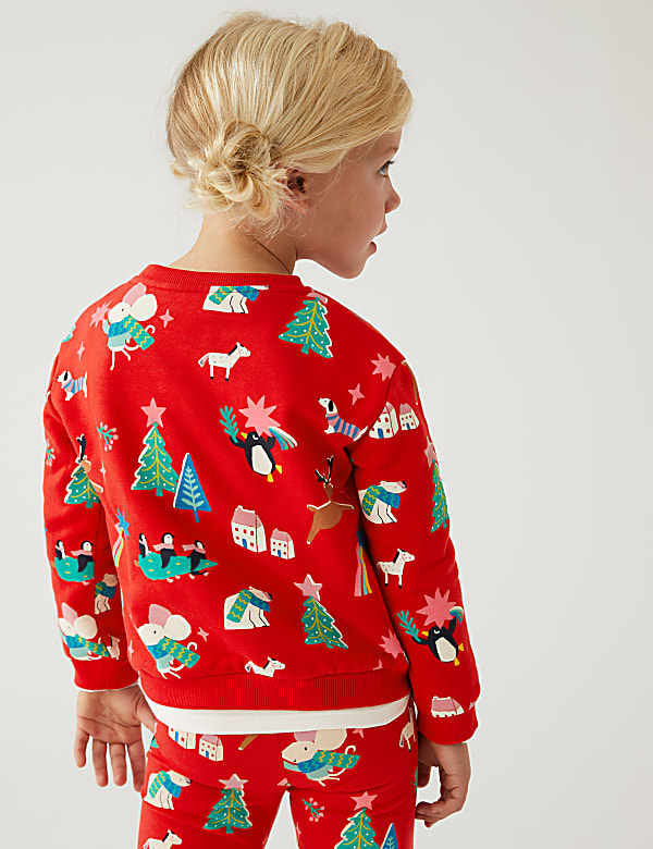 Cotton Rich Christmas Print Sweatshirt