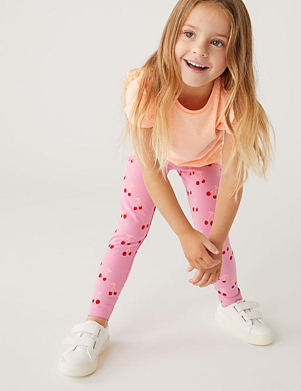 Cotton Rich Cherry Print Leggings