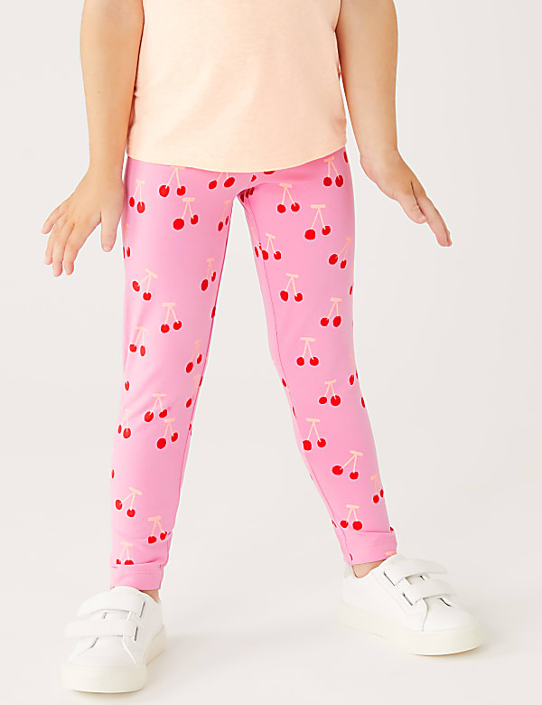 Cotton Rich Cherry Print Leggings