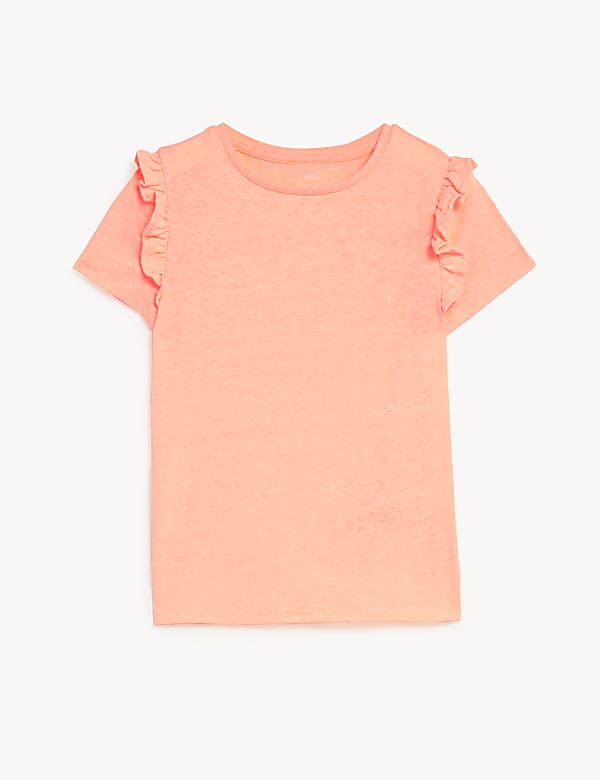 Cotton Blend Frill T-Shirt
