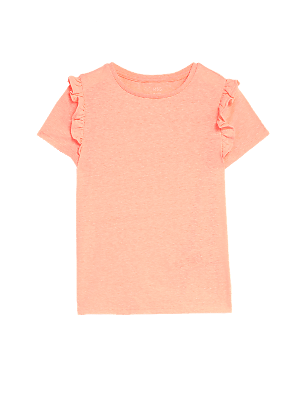 Cotton Blend Frill T-Shirt
