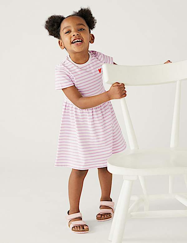 Pure Cotton Striped Dress (2-8 Yrs)