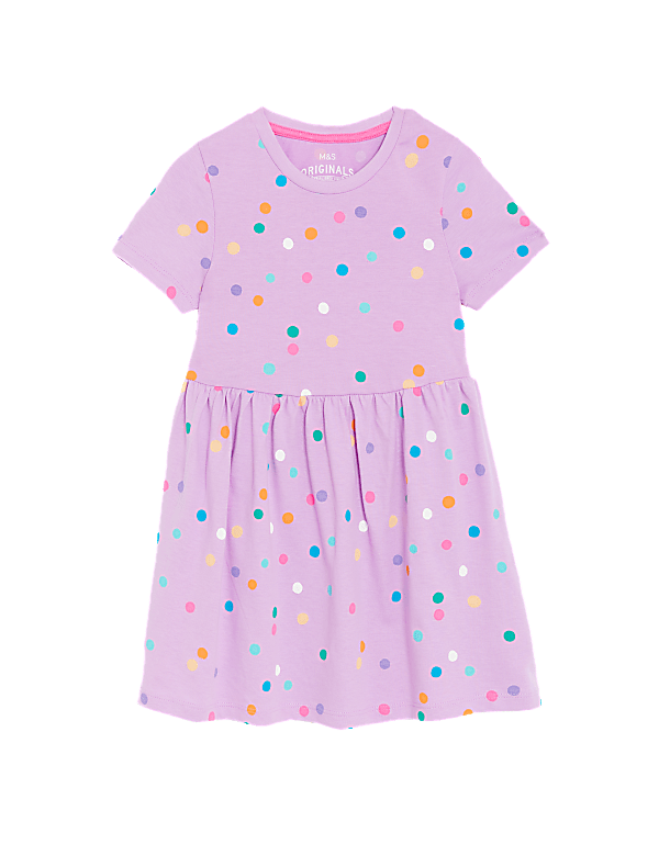 Pure Cotton Spotted Dress (2-8 Yrs)