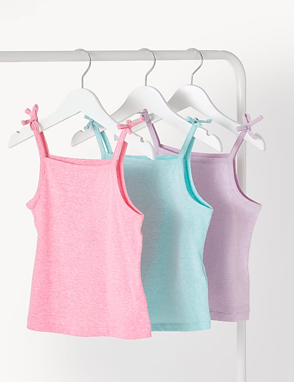 3pk Cotton Blend Cami Tops (2-8 Yrs) - CZ