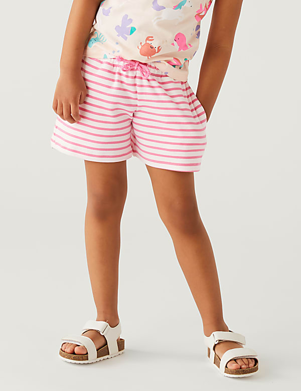 Pure Cotton Striped Shorts (2-8 Yrs)